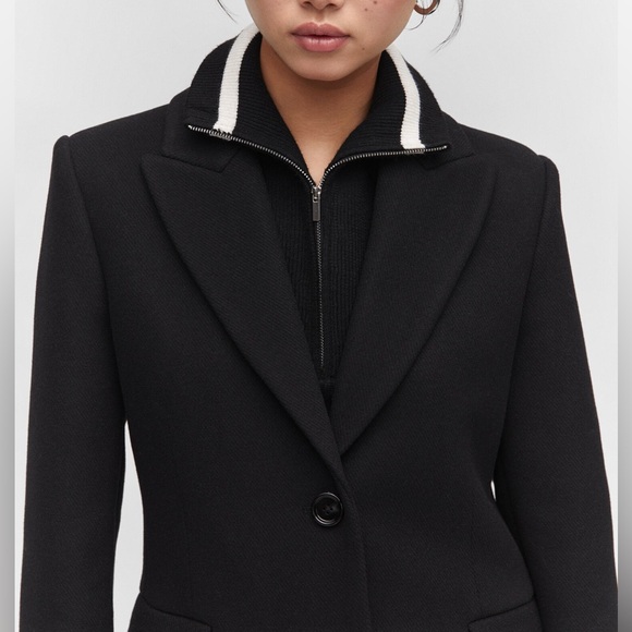 MANGO Lapelled Straight-Cut Coat, Black - Medium - Picture 4 of 8